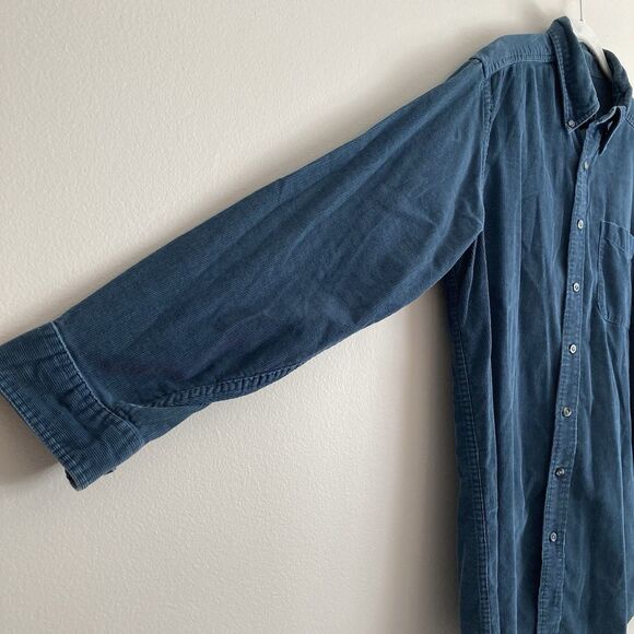 LL Bean Mens Blue Corduroy Button Down Shirt Size Large TALL 100% Cotton Classic - Picture 4 of 9